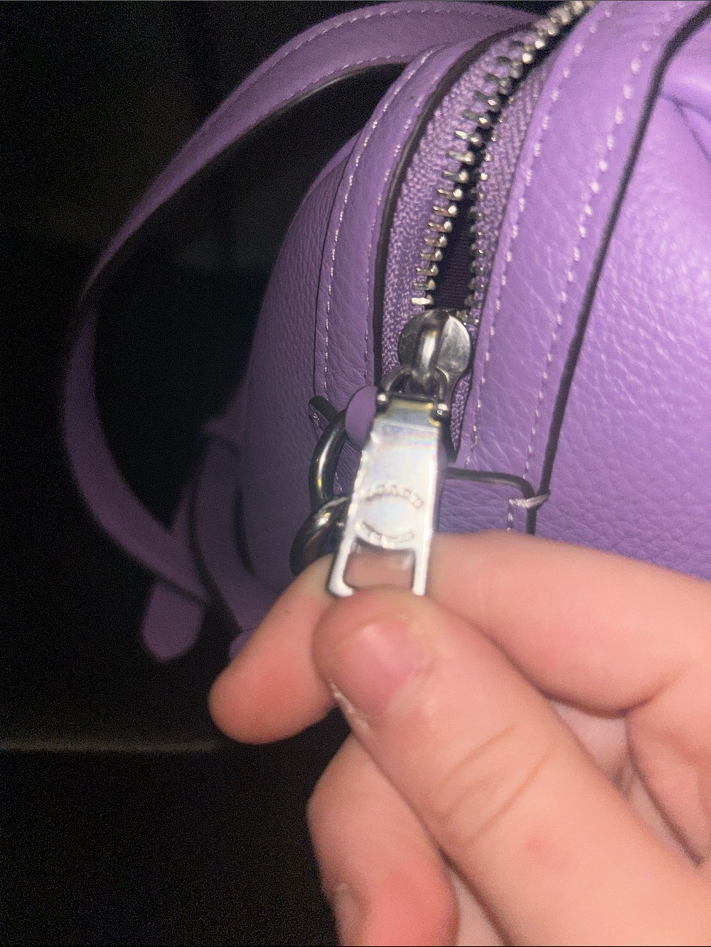 Coach Purple Floral Leather Satchel with Painted Roses - Picture 6 of 6